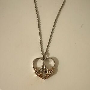Silver Heart Pendant Necklace Disney castle princess